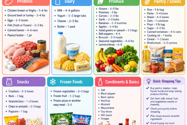 Monthly Grocery List For Family of 4